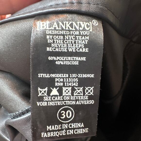 Blank NYC The Bond Skinny Pants Black Vegan Leather Mid-Rise Size 30 - Picture 8 of 9